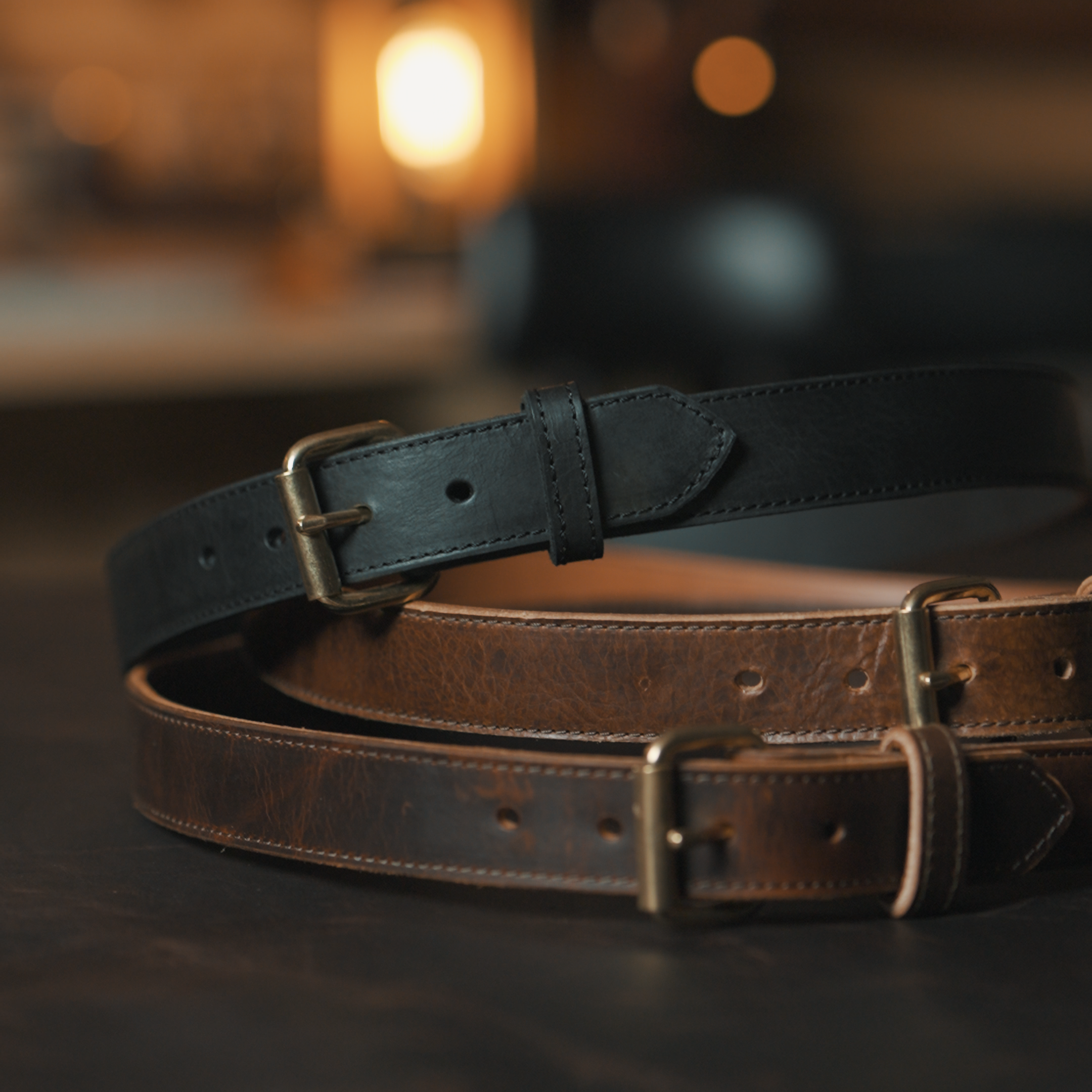The Bison & Brass Belt — Bison Leather